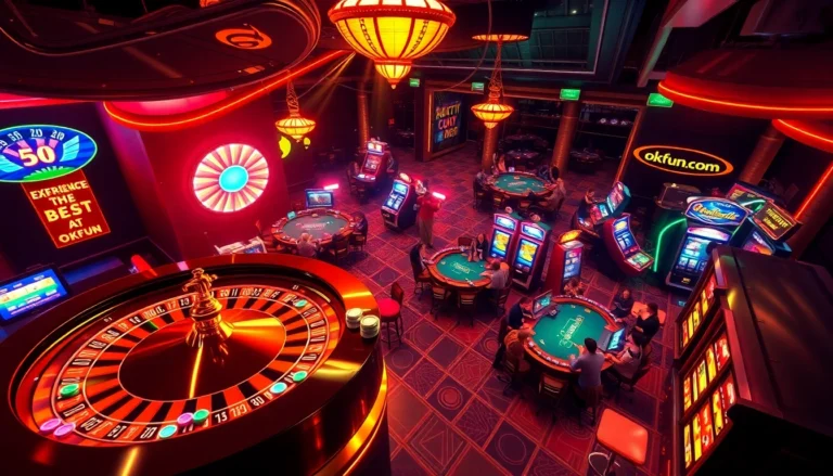 Experience the excitement of gambling at okfun.com with vibrant slot machines and lively tables.
