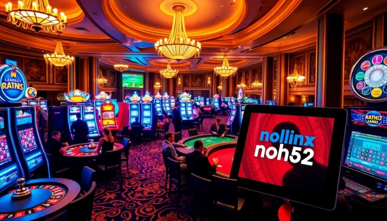 Experience the thrill of nohu52 at a vibrant casino with dynamic tables and slot machines.