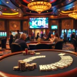 Experience kp88 at a lively poker table featuring high-stakes action and vibrant casino atmosphere.